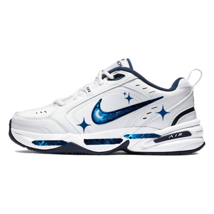 Nike Nike Air Monarch 4 Dark Blue, Aqua Starry Sky Cushioning Slip Resistant Low top Chunky Sneakers Unisex White