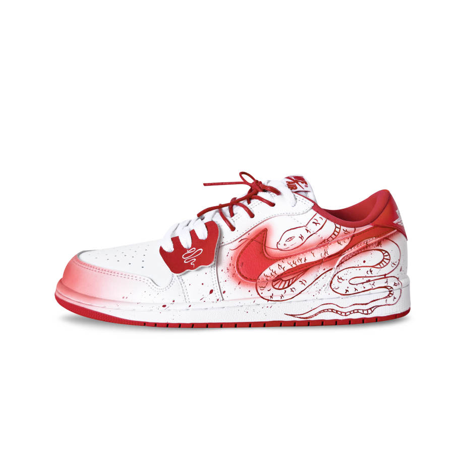 Jordan Jordan Air Jordan 1 Slip Resistant Abrasion Resistant Low top Basketball Shoes Unisex Red White