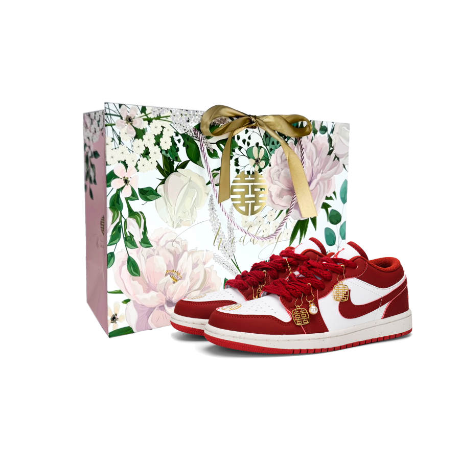 Jordan Jordan Air Jordan 1 Gold Jewelry Red Makeup Shopping Bag 2 Cushioning Low top Basketball Shoes Unisex Red