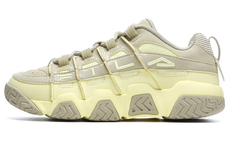 FILA FUSION BUSTER Puffy Shoes Textile, Synthetic Leather Low top Vintage Basketball Shoes Women's Yellow Cream