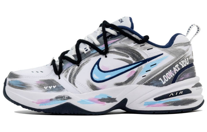 Nike Nike Air Monarch 4 Cow Split Leather Low top Chunky Sneakers Men's Blue White Gray