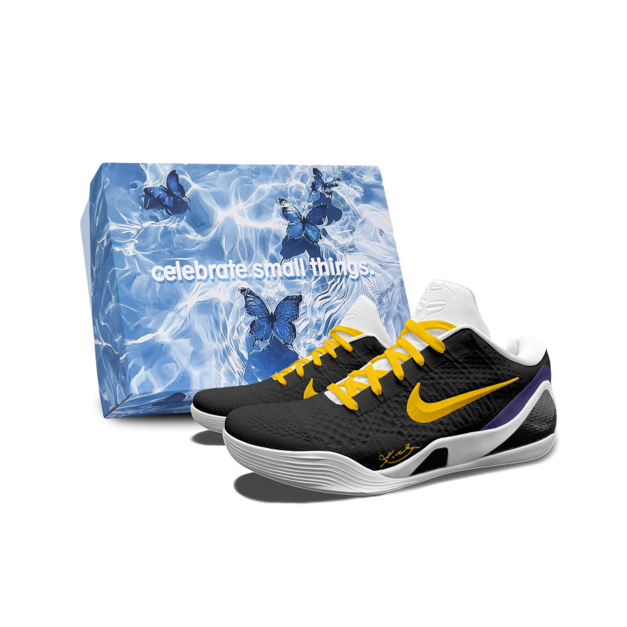 Nike Nike Kobe 9 Slip Resistant Abrasion Resistant Low top Basketball Shoes Unisex Black Gold