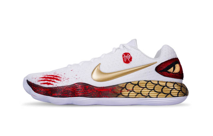 Nike Nike Hyperdunk 2017 Slip Resistant Low top Basketball Shoes Men's White Gold