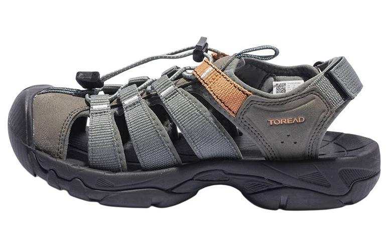TOREAD Synthetic Leather, Textile Lightweight Anti Collision Beach Sandals Men's Gray Black