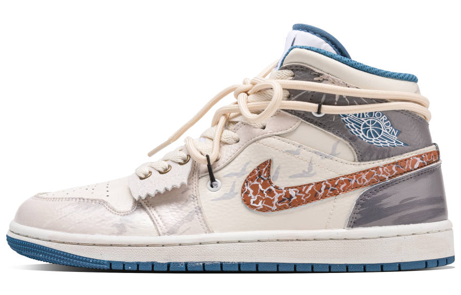Jordan Jordan Air Jordan 1 MID Okra Leather Slip Resistant Abrasion Resistant Slip Resistant Abrasion Resistant Mid top