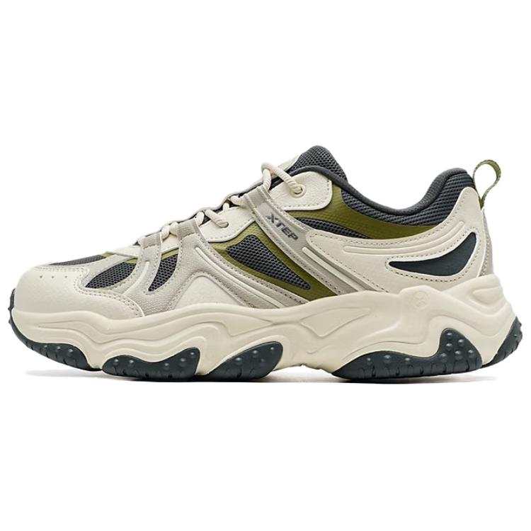 XTEP Volcano 2.0 Textile, Synthetic Leather Wear resistant And Lightweight Low top Chunky Sneakers Men's Beige Black