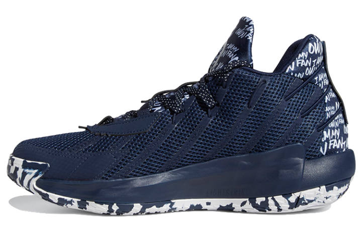 Adidas Adidas D Lillard 7 Basketball Shoes Unisex Low Top Dark Blue/White