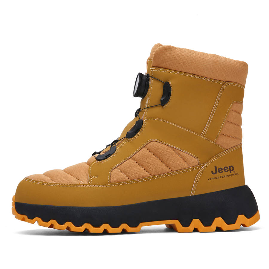 Jeep Thermal Abrasion Resistant Knee High Snow Boots Unisex Black Gold