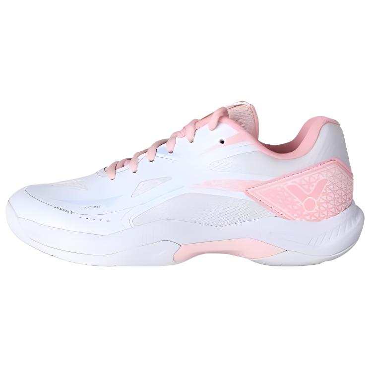 VICTOR Slip Resistant Abrasion Resistant Low top Badminton Shoes Unisex White Pink