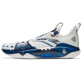 Anta Shock Wave 5 Pro Textile, TPU Low top Basketball Shoes Men's White Blue