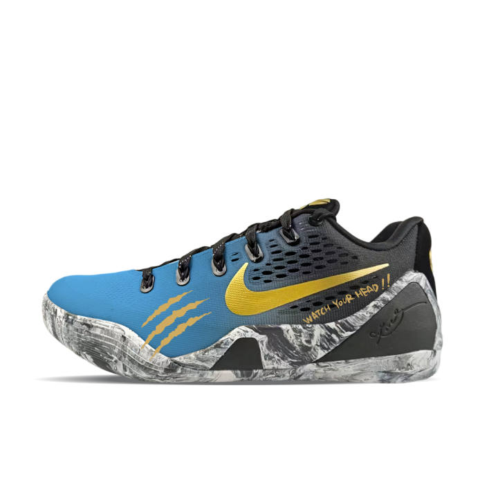 Nike Nike Kobe 9 Abrasion Resistant Abrasion Resistant Low top Basketball Shoes Unisex Black Blue