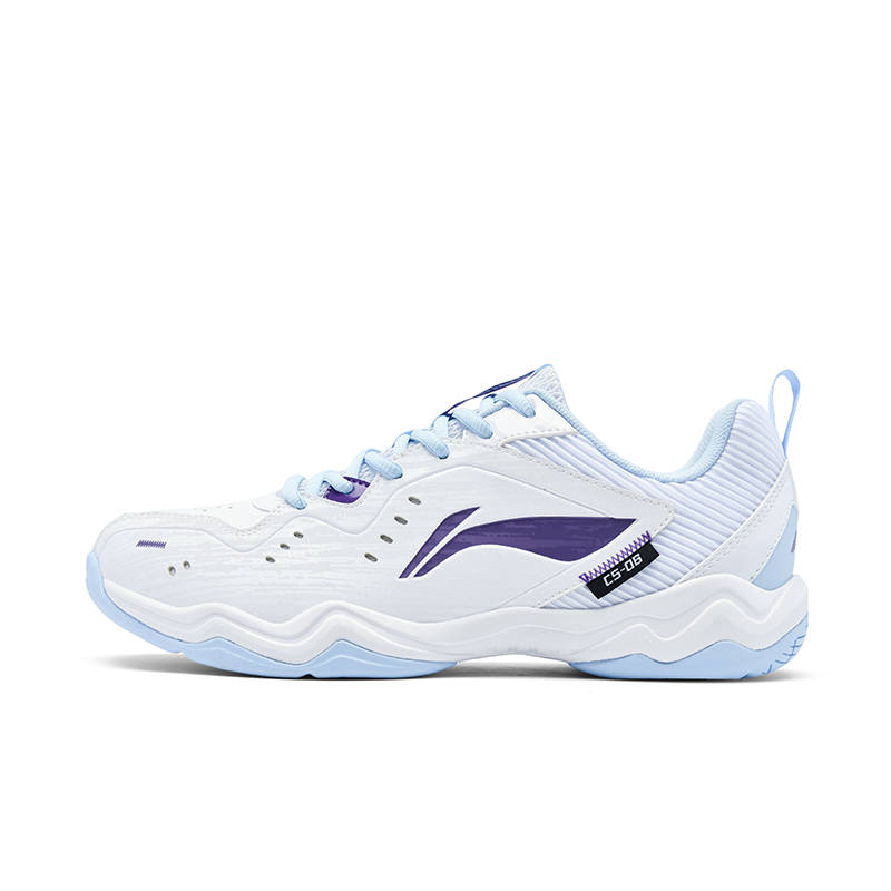 Li-Ning Li Ning Textile, Synthetic Leather Cushioning Low top Badminton Shoes Unisex White Blue Purple