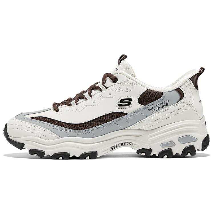 Skechers D'Lites 1.0 Cushioning Breathable Height Increasing Low top Chunky Sneakers Men's White Brown Gray