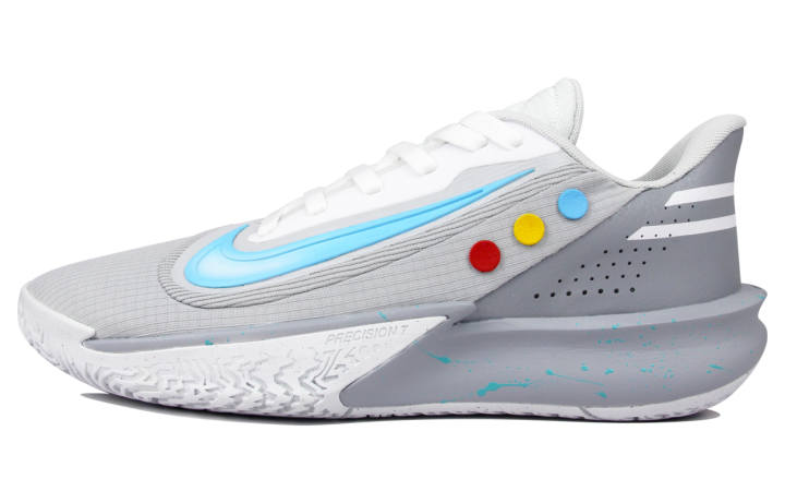 Nike Nike Precision 7 Mesh Abrasion Resistant Abrasion Resistant Low top Basketball Shoes Men's Gray Blue