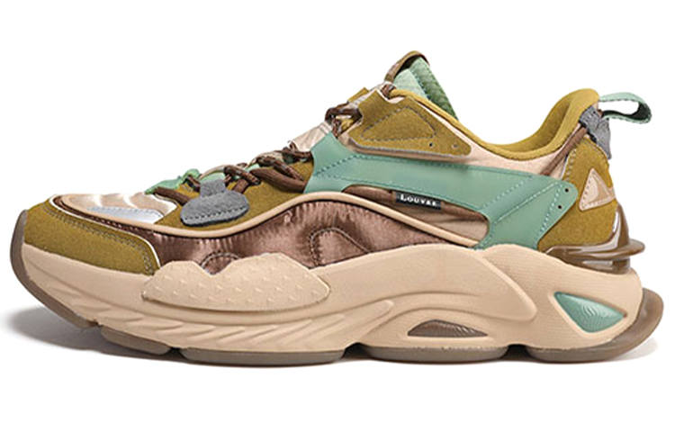 PEAK Taichi Collection Chunky Sneakers Men's Low Top Mud Sand Yellow/Gray Olive