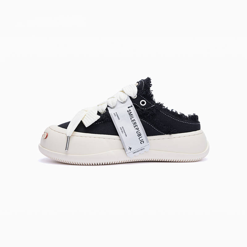 SMILEREPUBLIC Open Ended Smiling Collection Low top Canvas Shoes Unisex Black