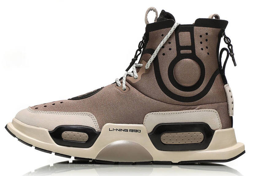 Li-Ning Li Ning Rekindled Cushioning Slip Resistant Abrasion Resistant High top Vintage Basketball Shoes Men's Brown