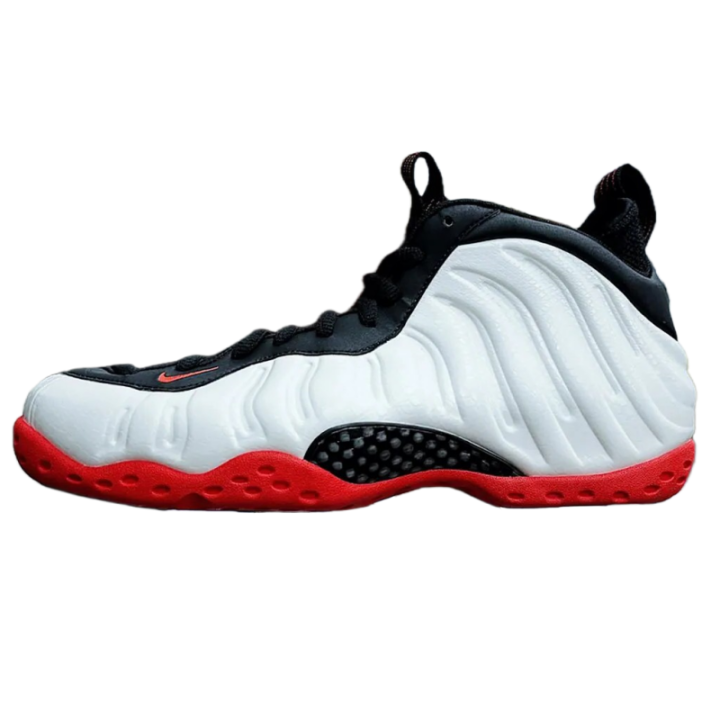 Nike Nike Foamposite One Slip Resistant Abrasion Resistant Mid top Basketball Shoes Unisex White Red