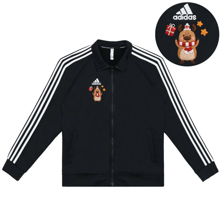 Adidas Adidas Jackets Unisex Black With White Stripes Stand Collar Moderate Other