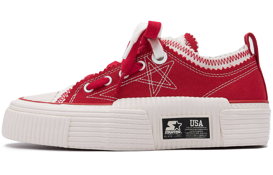 STARTER Slip Resistant Abrasion Resistant Low top Canvas Shoes Women's Red