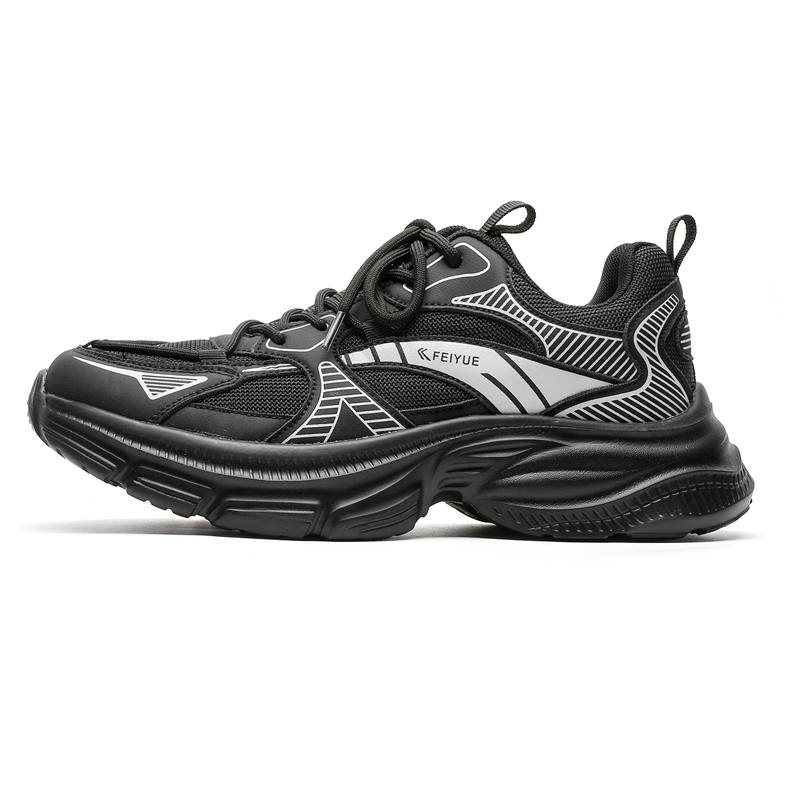 FEIYUE Slip-Resistant Abrasion-Resistant Low-top Chunky Sneakers Men's Black