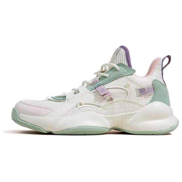 QIAODAN Cushioning, Wear Resistant High top Basketball Shoes Women's Ivory/Jade Green