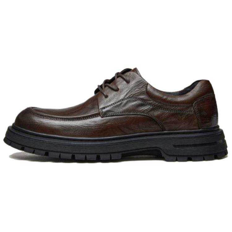 CAMEL Casual Leather Shoes Men's Low Top Black, Brown