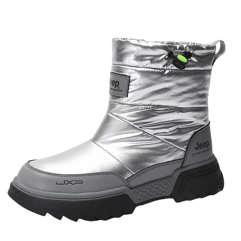 Jeep Thermal Abrasion Resistant Thickened And Fleece Lined Comfortable Short Snow Boots Men's Silver