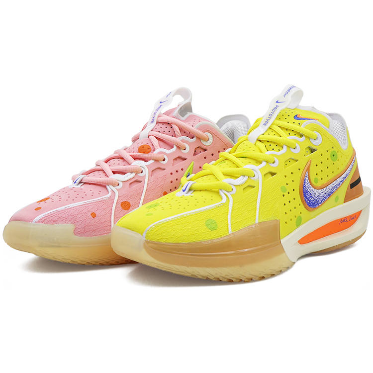 Nike Nike G.T. Cut 3 Slip Resistant Abrasion Resistant Low top Basketball Shoes Unisex Yellow Pink