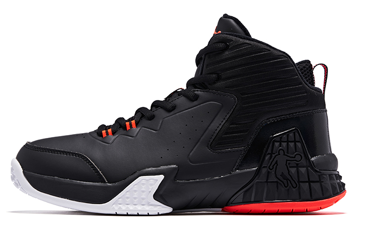 QIAODAN Grinding 1 Fleece Lined Comfortable Game Ready High top Basketball Shoes Men's Black Orange