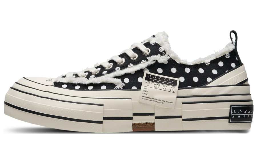 XVESSEL VESSEL G.O.P. LOWS POLKA DOTS Slip Resistant Abrasion Resistant Low top Canvas Shoes Unisex Black White