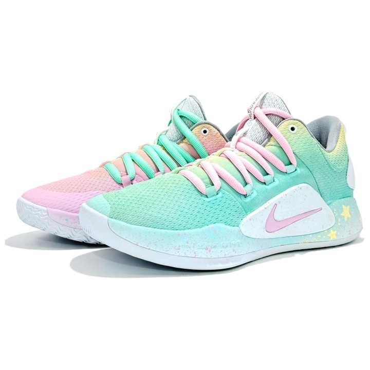 Nike Nike Hyperdunk X Mesh Cushioning Slip Resistant Abrasion Resistant Low top Basketball Shoes Men's Cyan Pink