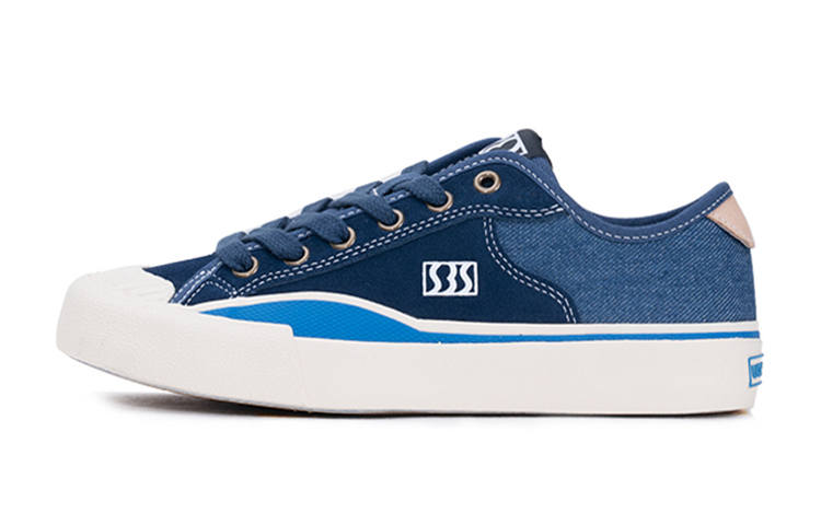 SEW BY SOU LAB Slip Resistant Abrasion Resistant Low top Canvas Shoes Unisex Navy Blue Denim