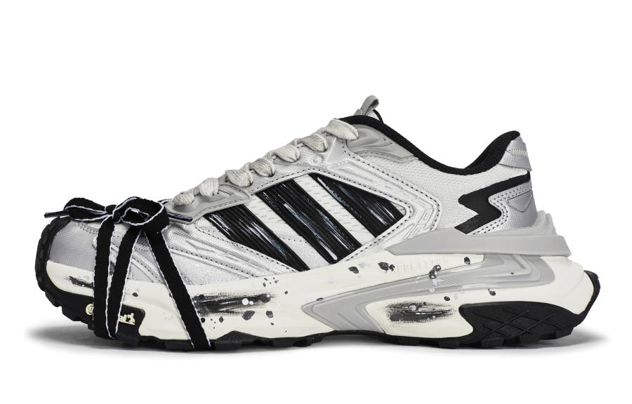Adidas Adidas XLG STORM RTHS Future Silver Bundle Abrasion Resistant Low top Chunky Sneakers Unisex Black White Silver