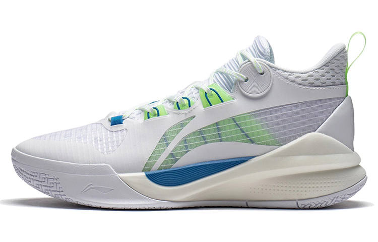 Li-Ning Li Ning Sonic 10 Team Basketball Shoes Men's Mid Top Standard White/Neon Green