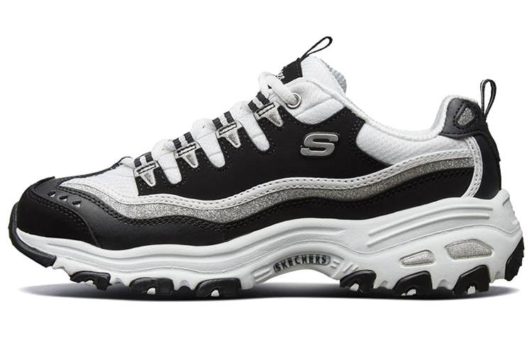 Skechers D'Lites Cushioning Lightweight Height Increasing Low top Chunky Sneakers Women's Black White
