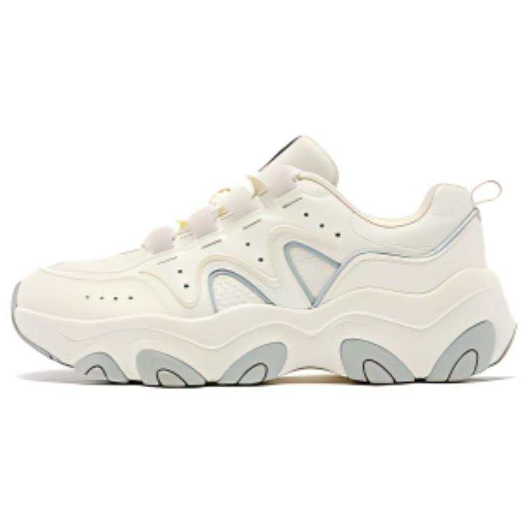 QIAODAN Synthetic Leather Breathable And Lightweight Low top Chunky Sneakers Women's Ivory