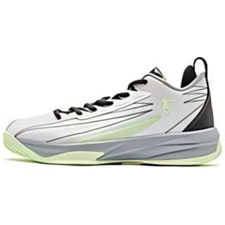 QIAODAN Comfortable Slip Resistant Low top Basketball Shoes Men's White Cyan