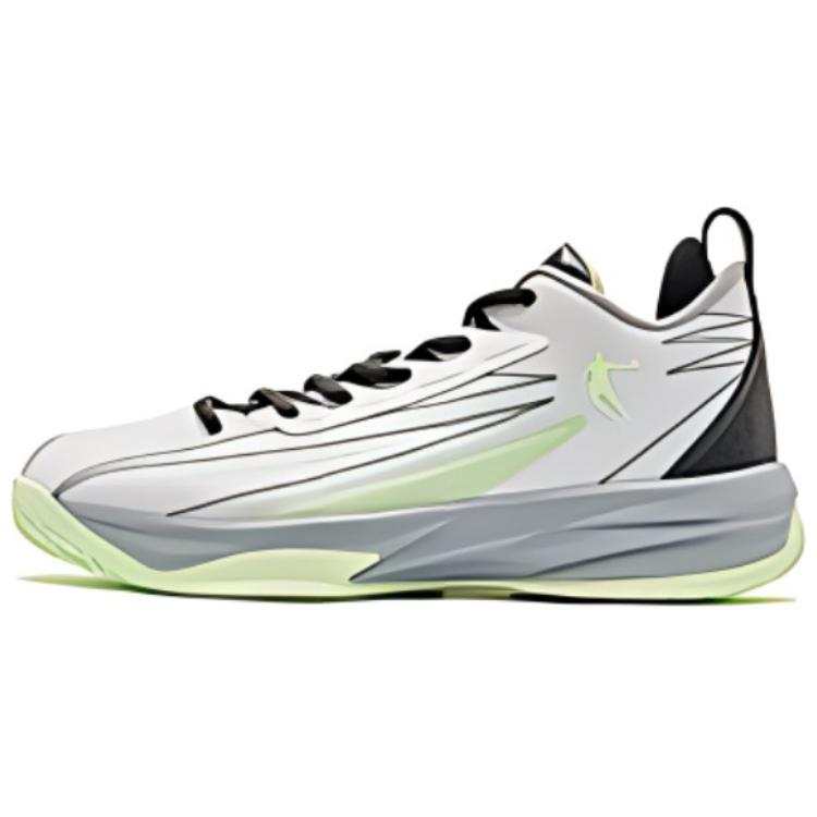 QIAODAN Comfortable Slip Resistant Low top Basketball Shoes Men's White Cyan