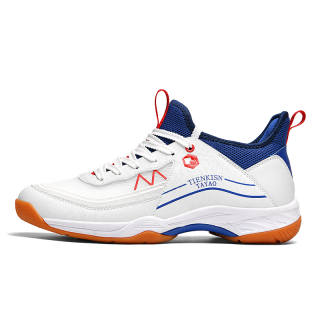 TAYAO Cushioning Slip Resistant Abrasion Resistant Mid top Badminton Shoes Unisex White Blue