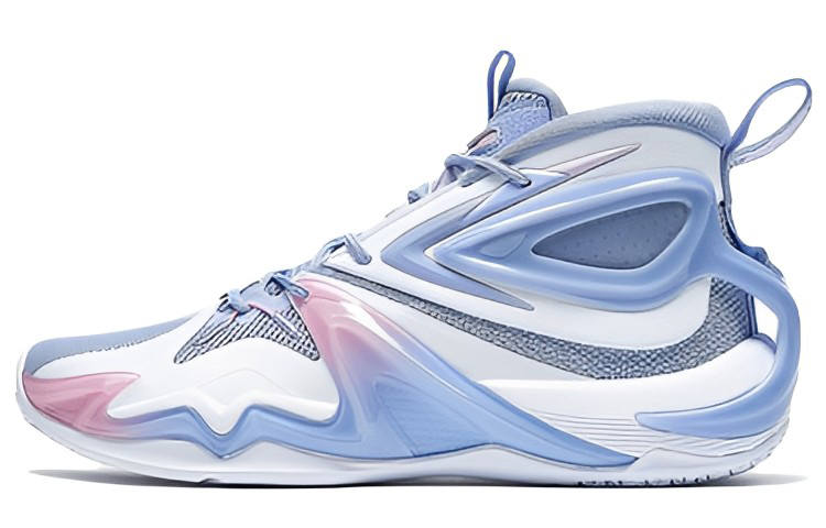 XTEP Fierce Battle 1.0 Basketball Shoes Men's High Top New White/Blue Purple/Arctic Peach Pink