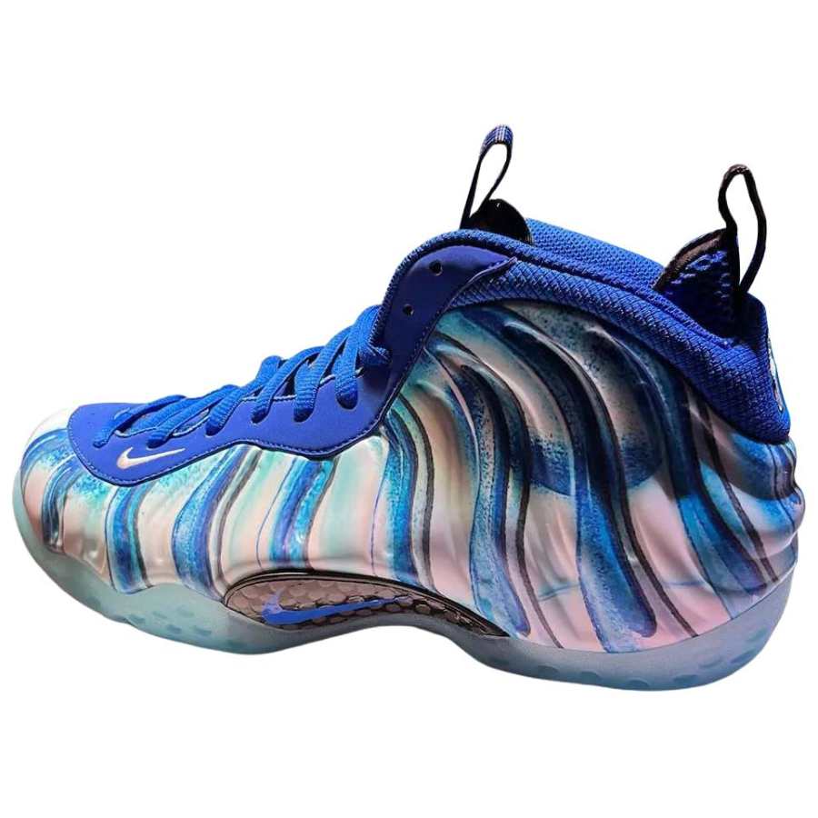 Nike Nike Foamposite One Pu Slip Resistant Abrasion Resistant Mid top Basketball Shoes Men's Blue White