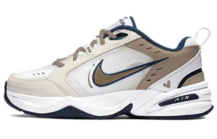 Nike Nike Air Monarch 4 White Navy Height Increasing Height Increasing Low top Chunky Sneakers Unisex Brown White
