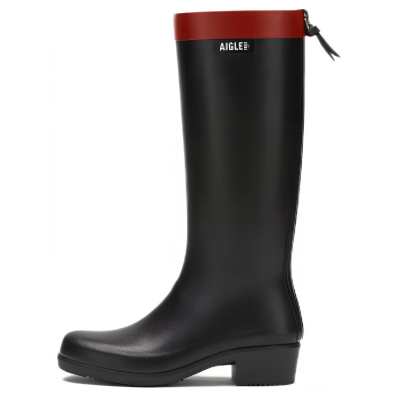 AIGLE Durable Cushioning Rain Boots Women's Black Red