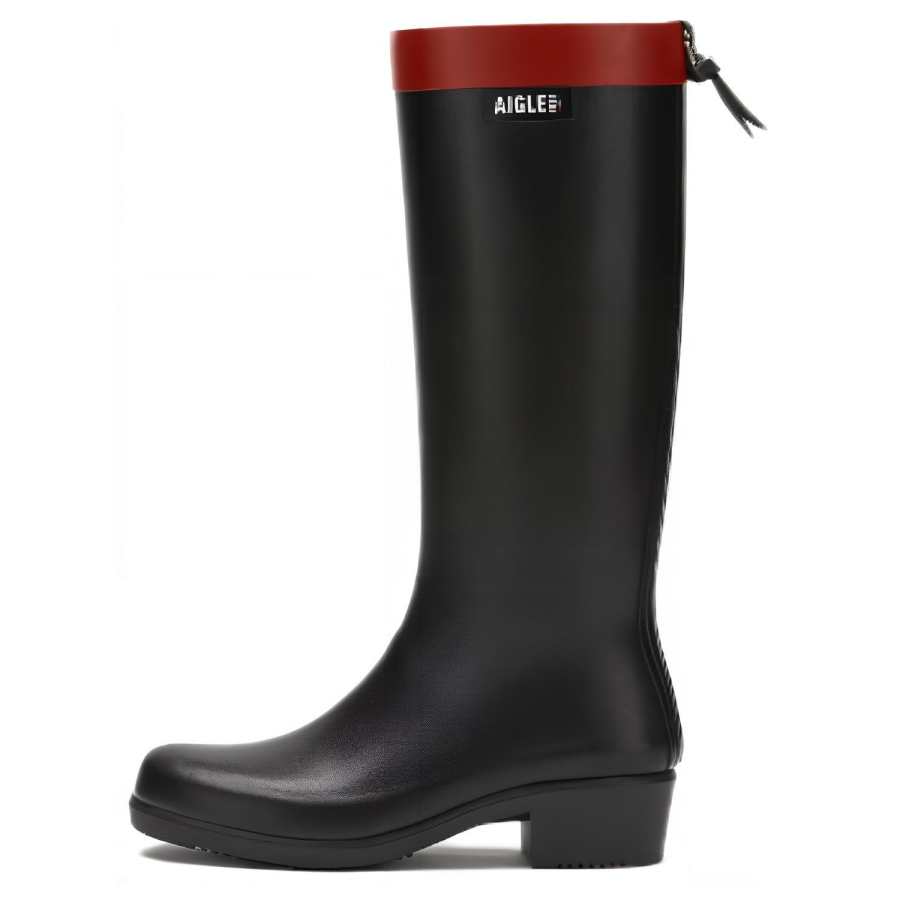 AIGLE AIGLE Durable Cushioning Rain Boots Women's Black Red