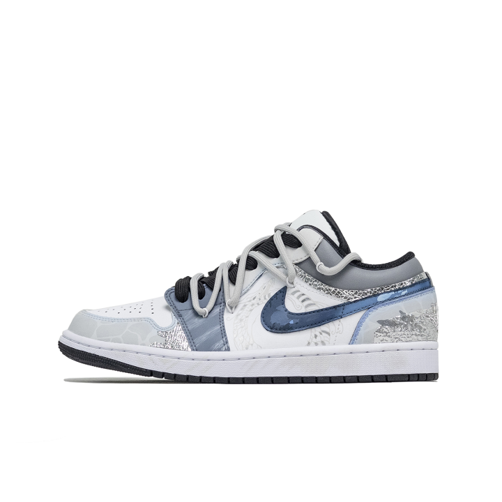 Jordan Jordan Air Jordan 1 Sanchuan, Lake Middle Immortal Leather Slip Resistant Abrasion Resistant Low top