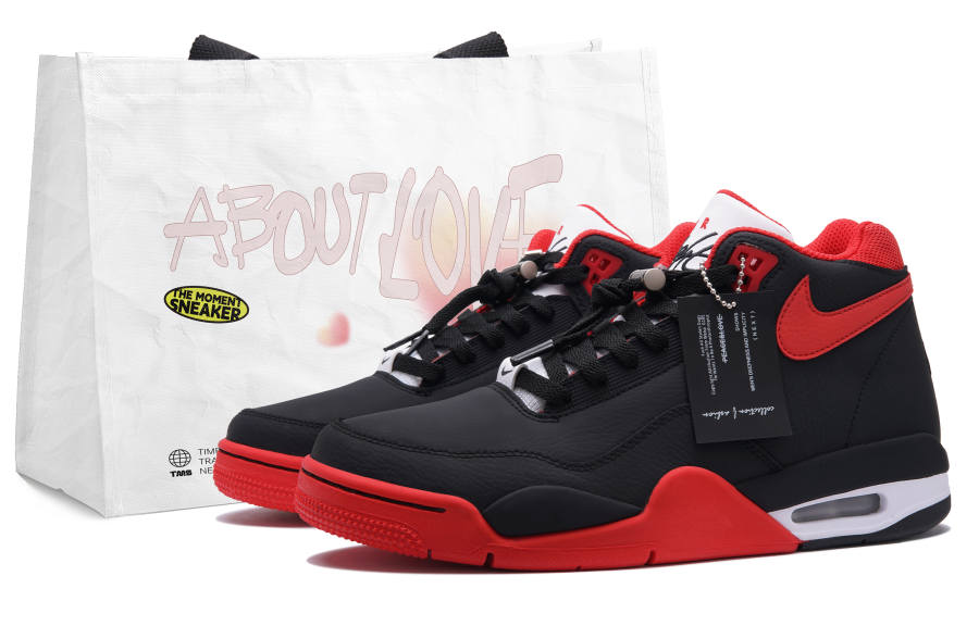 Nike Nike Flight Legacy Abrasion Resistant Mid top Vintage Basketball Shoes Unisex Black Red