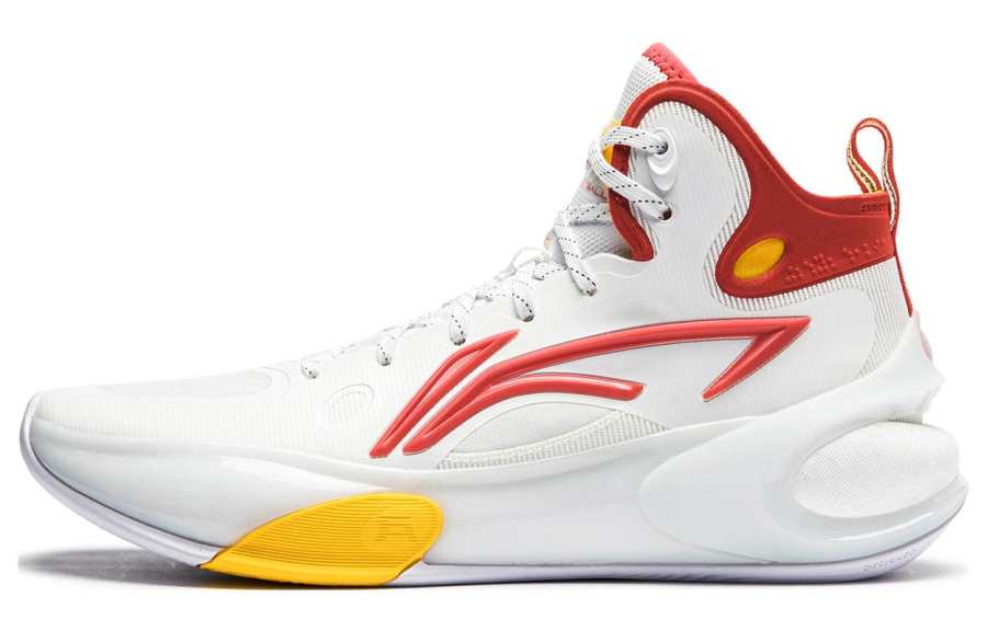 Li-Ning Li Ning YuShuai 17 Abrasion Resistant Abrasion Resistant Mid top Basketball Shoes Men's White Red