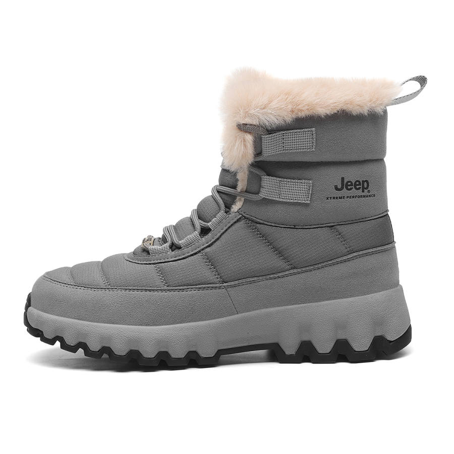 Jeep Fleece Lined, Platform, Fashion Casual Knee High Snow Boots Unisex Gray