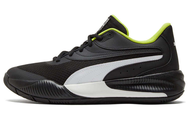 PUMA Triple Fabric Cushioning Slip Resistant Abrasion Resistant Low top Basketball Shoes Unisex Black White Green